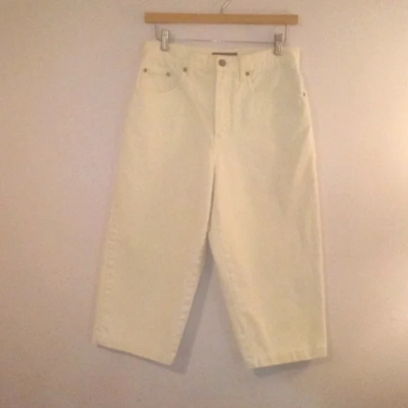 Khaki Denim Halston Jeanswear Cropped Pants Capri Jeans Sz 6 - Picture 2 of 15
